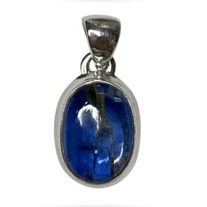 Blue Kyanite Oval Pendant in Solid Sterling Silver